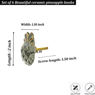 Pineapple Ceramic Knob (Set Of 6)