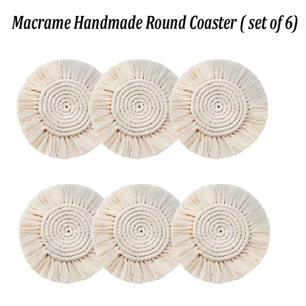 Macrame Handmade Round Coasters  ( set of 6)