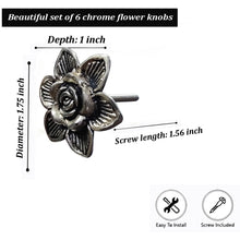 Charger l&#39;image dans la galerie, Set Of Six Chrome Flower Knobs
