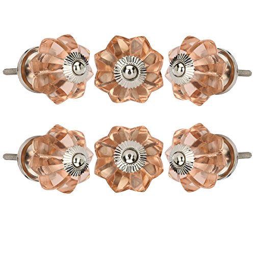 Peach Melon Glass Knob ( Chrome ) (Set of 6) Peach Melon Glass Knob ( Chrome ) (Set of 6)
