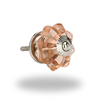 Set Of Six Peach Melon Glass Knob (chrome)