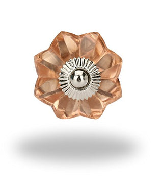 Set Of Six Peach Melon Glass Knob (chrome)