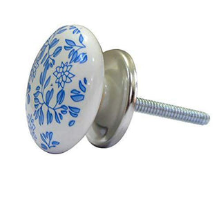 Set Of Six Blue Shabby Ceramic knobs - Perilla Home