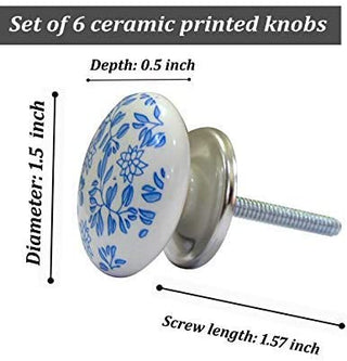 Set Of Six Blue Shabby Ceramic knobs