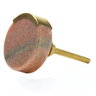 Set Of Six Pink Round Marble Knobs - Perilla Home