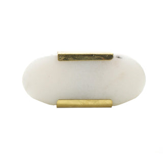Set Of Six White Oval Marble Knobs - Perilla Home