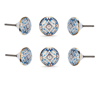Aster Blue Ceramic Knob ( Set Of 6 ) - Perilla Home