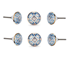 Load image into Gallery viewer, Aster Blue Ceramic Knob ( Set Of 6 ) - Perilla Home
