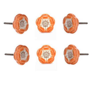 Azalea Orange Ceramic Knob ( Set Of 6 ) - Perilla Home