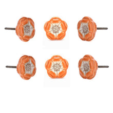 Cargar imagen en el visor de la galería, Azalea Orange Ceramic Knob ( Set Of 6 ) - Perilla Home
