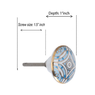 Aster Blue Ceramic Knob ( Set Of 6 )