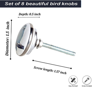 Bird Ceramic drawer Knobs Set Of 8