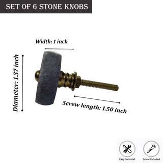 Tyre  Black Stone Knobs set of 6