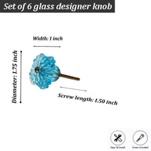 Carregar imagem no visualizador da galeria, Glass Belle Knobs ( Blue) Set of 6
