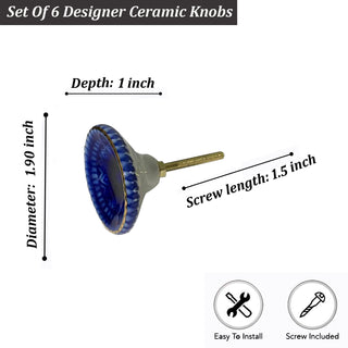 Marrakesh Ceramic Knob Blue ( Set Of 6 )