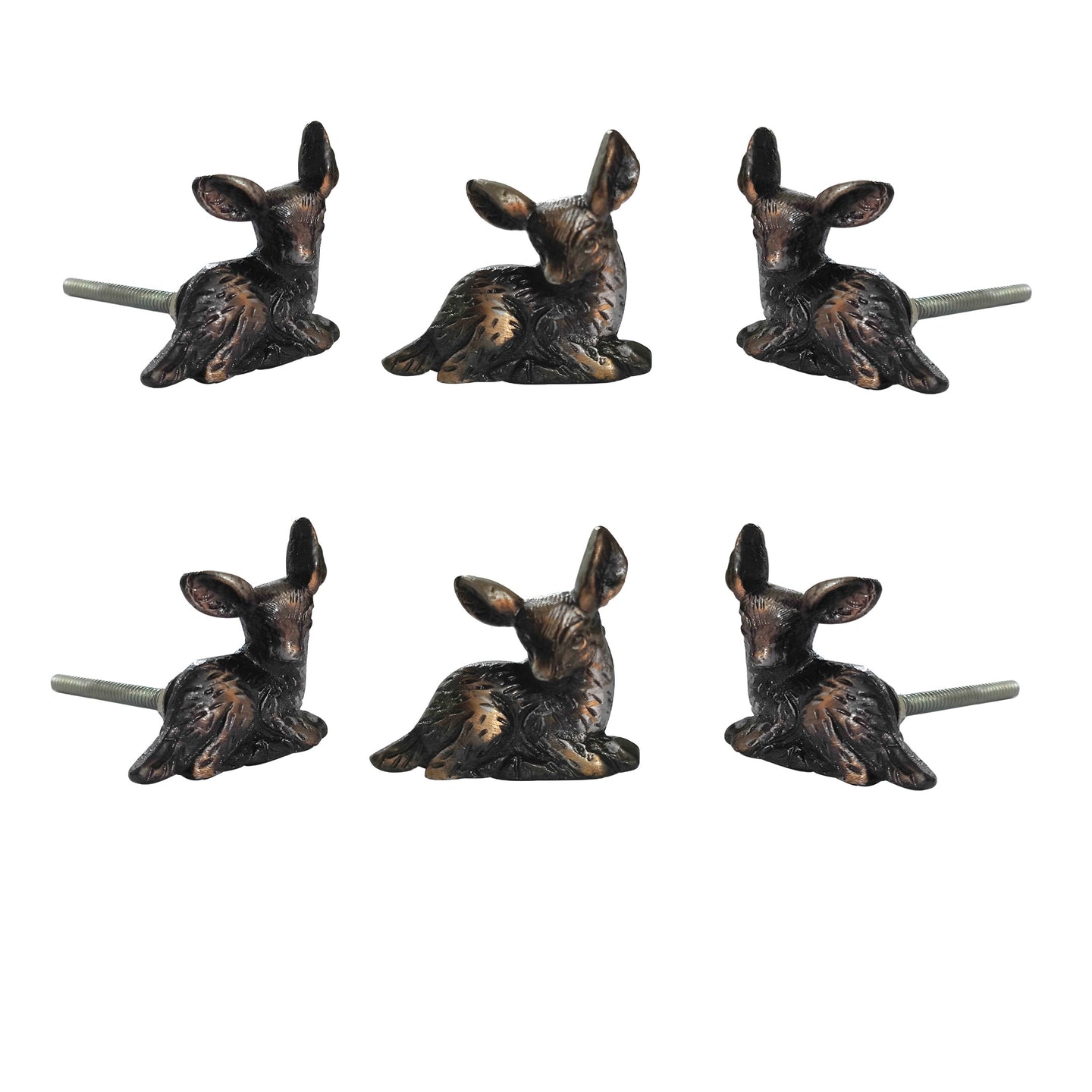 Set of 6  Metal Deer Knob