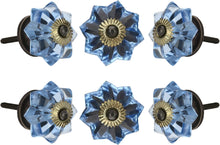 Carregar imagem no visualizador da galeria, Set Of Six Lavender Blue Melon Glass Knobs ( Antique)
