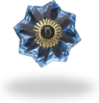 Set Of Six Lavender Blue Melon Glass Knobs ( Antique)