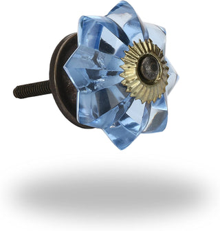 Set Of Six Lavender Blue Melon Glass Knobs ( Antique)