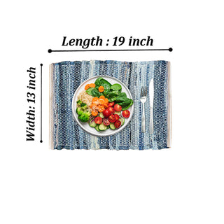 Perilla home Handmade Denim chindi Placemat  (Set of 4)