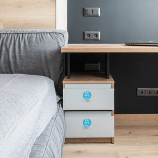 Set of 6 Turquoise Glass Bubble Knobs