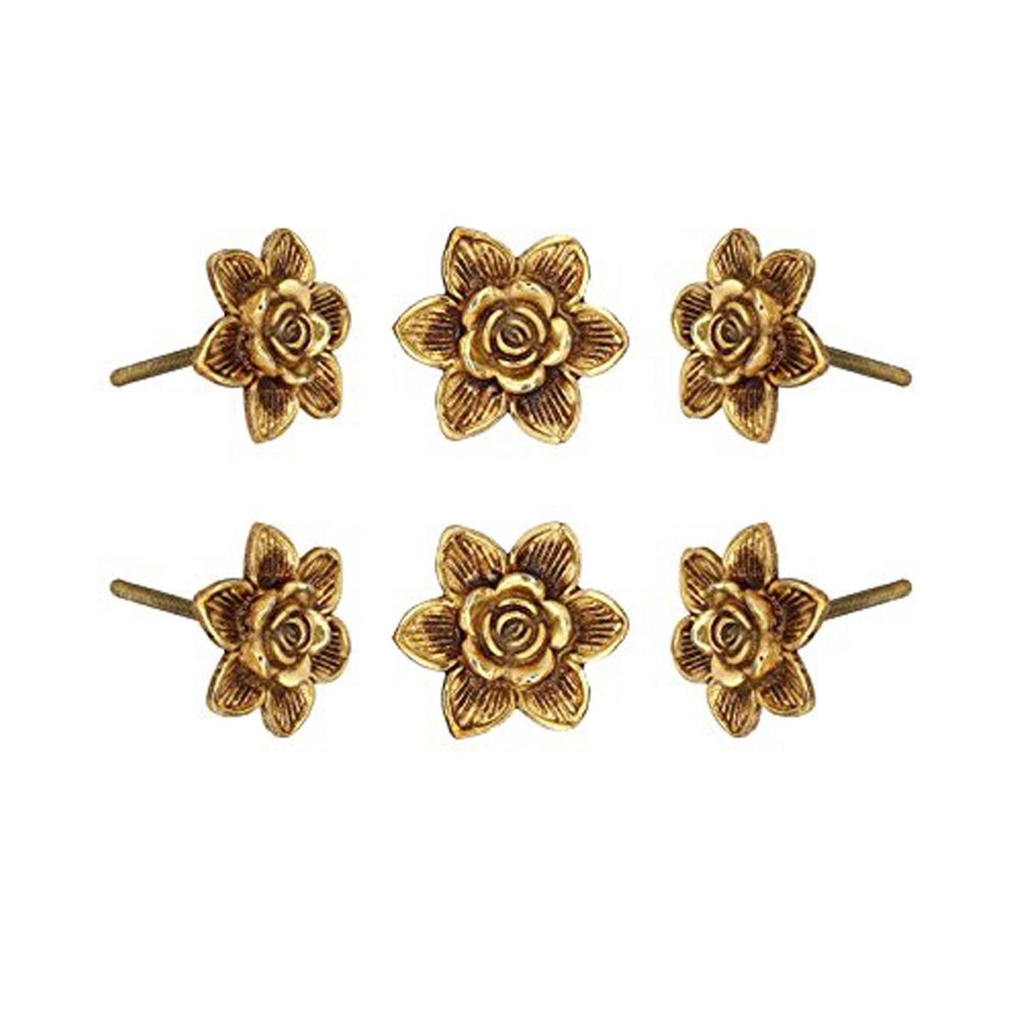 Set Of Six Gold Flower Knobs - Perilla Home