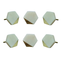 Cargar imagen en el visor de la galería, Set Of Six White Hexagon Marble Knobs
