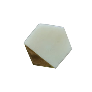 Set Of Six White Hexagon Marble Knobs