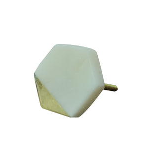 Set Of Six White Hexagon Marble Knobs