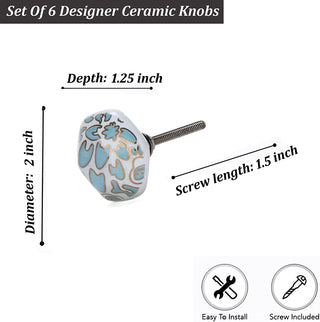 Set of six Hollyhock green Knob