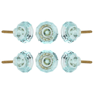 Turquoise Cut Glass Knobs Set Of 6 - Perilla Home