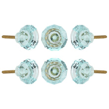 Cargar imagen en el visor de la galería, Turquoise Cut Glass Knobs Set Of 6 - Perilla Home
