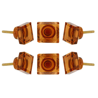 Square Amber Glass Knob Set Of 6 - Perilla Home