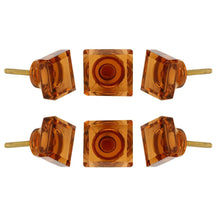 Load image into Gallery viewer, Square Amber Glass Knob Set Of 6 - Perilla Home
