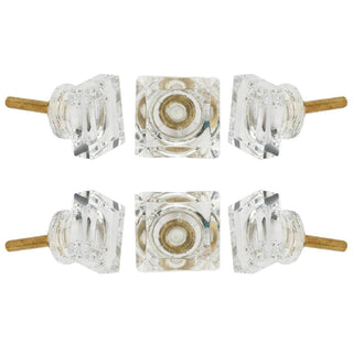 Transparent Square Glass Knob Set Of 6 - Perilla Home
