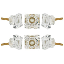Load image into Gallery viewer, Transparent Square Glass Knob Set Of 6 - Perilla Home
