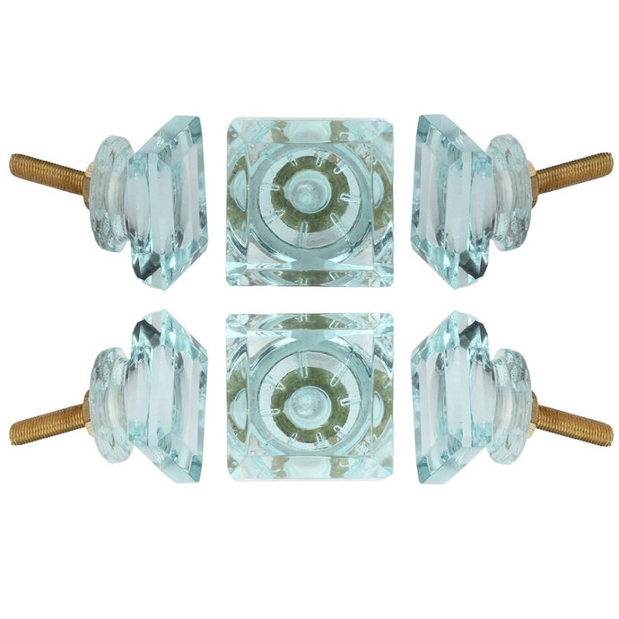 Turquoise Glass Knob Set Of 6 - Perilla Home