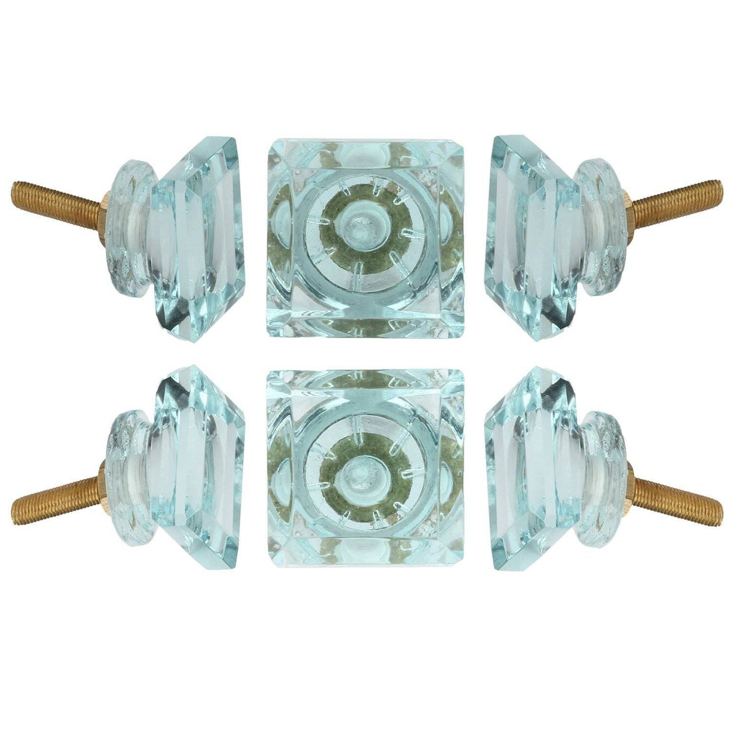 Turquoise Glass Knob Set Of 6 - Perilla Home