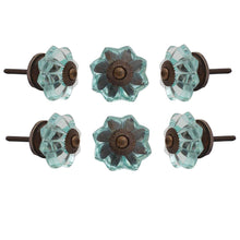 Load image into Gallery viewer, Set Of Six Light Blue Melon Glass Knobs
