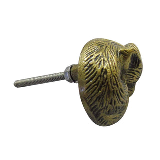 Set Of Six Sleeping Fox Brass Knob