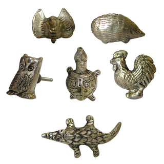 Vintage Antique Animal Metal Knob Set Of 6 - Perilla Home
