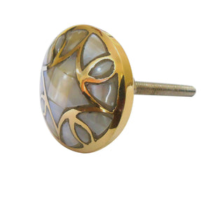 Set Of Six Brass Mother Of Pearl Knobs