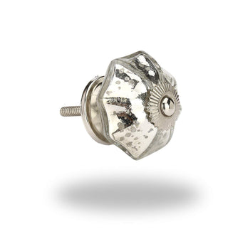 Set of six Silver Mirror Glass Knob