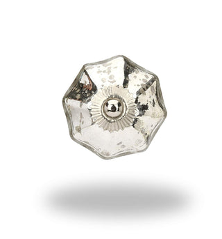 Set of six Silver Mirror Glass Knob