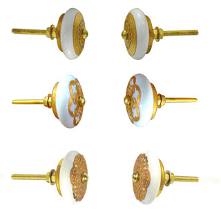 Golden Round Ceramic drawer Knob side view