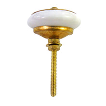 Load image into Gallery viewer, Golden Round Ceramic drawer Knob side view
