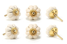 Load image into Gallery viewer, Off White Ceramic Flower Knobs - Perilla Home
