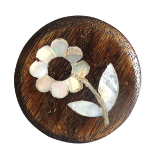 Set Of Six Daisy Flower Mother Of Pearl Wooden Knobs