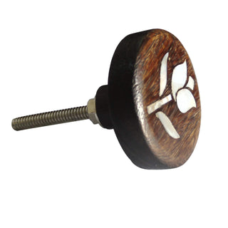 Set Of Six Tulip Flower Mother Of Pearl Wooden Knobs