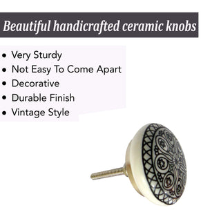 Set Of Eight Mix Design Printed Ceramic  Knobs
